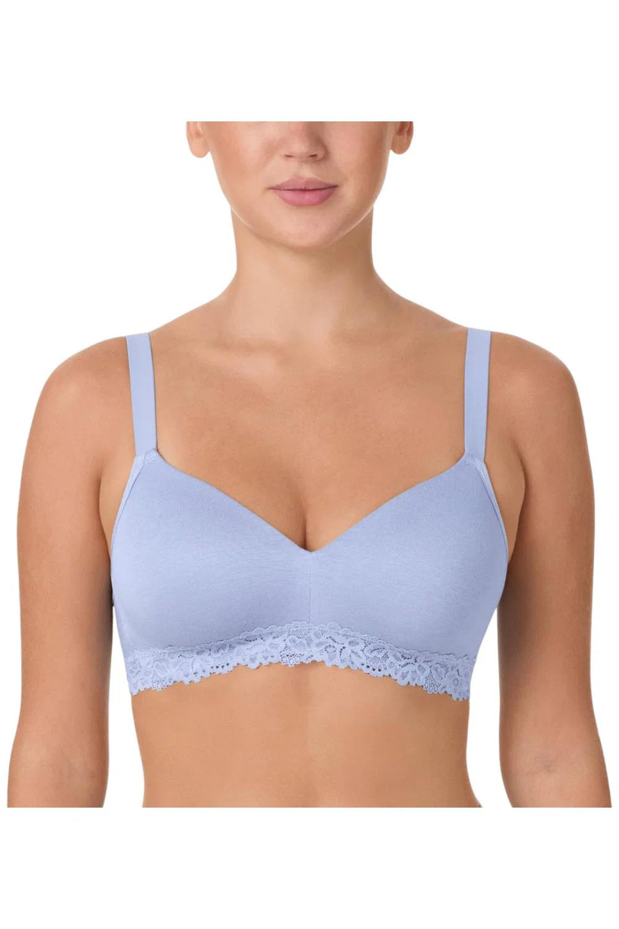 Comfort Code Women's Lined Lace Trim Wireless Bra Periwinkle -